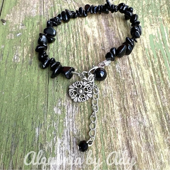 Alquimia Black Stone Bracelet with Silver Charm